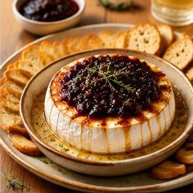 Brie Assado com Geleia e Torradinhas