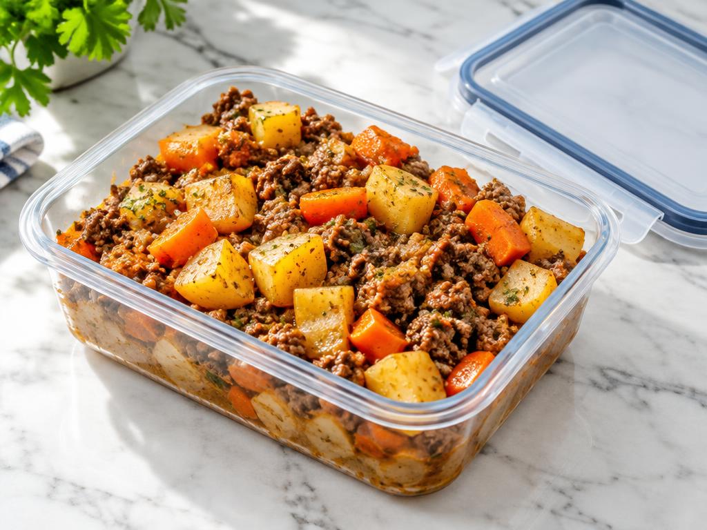 Carne Moída com Batata e Cenoura