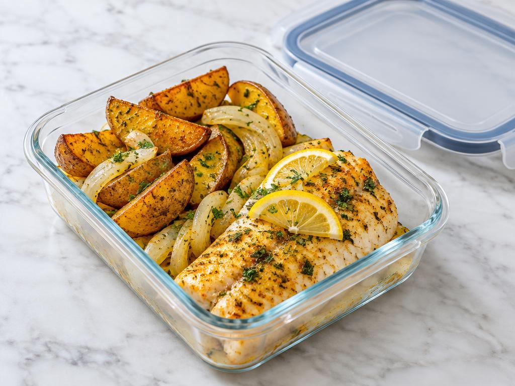 Tilápia Assada com Batata e Cebola