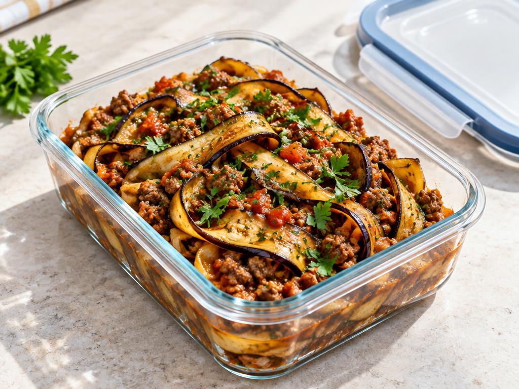 “Macarrão” de Berinjela ao Molho de Carne