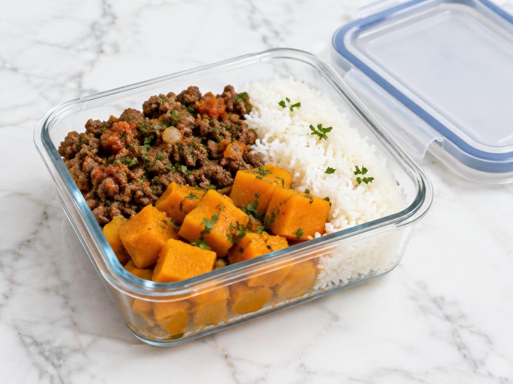Carne Moída com Abóbora e Arroz