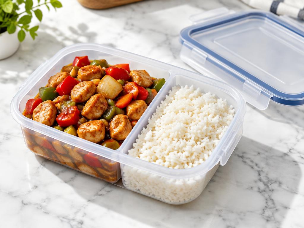 Frango Xadrez com Legumes e Arroz