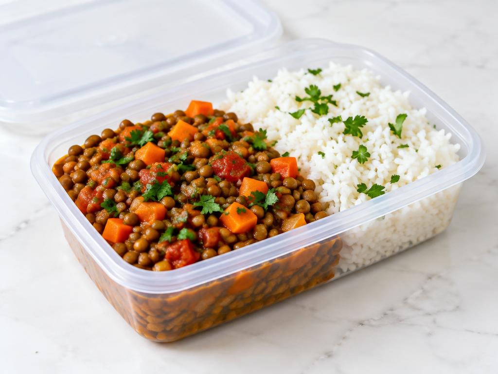Lentilha com Legumes e Arroz